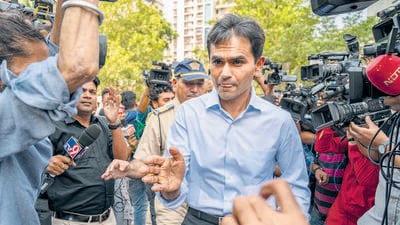 Mumbai, India - May 20, 2023: former Narcotics Control Bureau (NCB) officer Sameer Wankhade reached The Central Bureau of Investigation (CBI) for questioning at at BKC in Mumbai, India, on Saturday, May 20, 2023. (Photo by Satish Bate/ Hindustan Times) (Hindustan Times) Mumbai, India - May 20, 2023: former Narcotics Control Bureau (NCB) officer Sameer Wankhade reached The Central Bureau of Investigation (CBI) for questioning at at BKC in Mumbai, India, on Saturday, May 20, 2023. (Photo by Satish Bate/ Hindustan Times) (Hindustan Times)