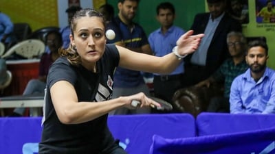 Jammu: Table tennis player Manika Batra during the 84th Senior National and Inter-State Table-Tennis Championship, at Gymnasium Hall, University of Jammu, Saturday, March 25, 2023. (PTI Photo)(PTI03_25_2023_000296B) (PTI)
