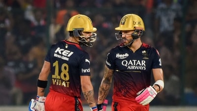 IPL 2023: Virat Kohli and Faf du Plessis in action for RCB. (PTI) IPL 2023: Virat Kohli and Faf du Plessis in action for RCB. (PTI)