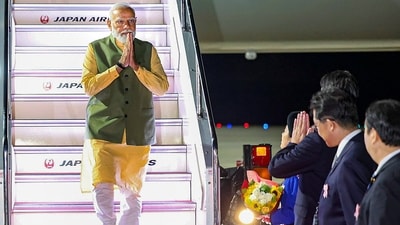 PM Modi arrives in Hiroshima, Japan. (PTI)