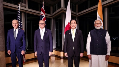 Confounding the sceptics, despite Joe Biden cancelling the Australia leg of his visit, Quad quickly adapted as its leaders met in Hiroshima on Saturday. (PTI) Confounding the sceptics, despite Joe Biden cancelling the Australia leg of his visit, Quad quickly adapted as its leaders met in Hiroshima on Saturday. (PTI)