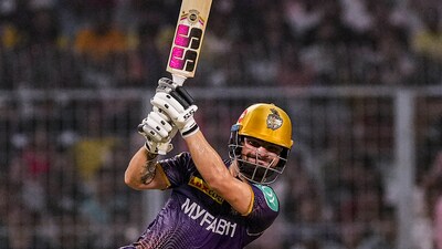 Rinku Singh plays a shot during the IPL 2023 cricket match between Kolkata Knight Riders and Lucknow Super Giants, at Eden Gardens (PTI) Rinku Singh plays a shot during the IPL 2023 cricket match between Kolkata Knight Riders and Lucknow Super Giants, at Eden Gardens (PTI)