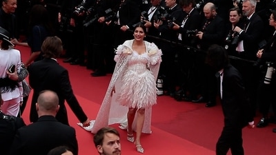 Sapna Choudhary during her second time on the Cannes red carpet. Sapna Choudhary during her second time on the Cannes red carpet.