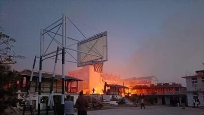 There was no casualty in the incident. However, inmates of the adjoining hostel, which was saved from the flames, were immediately relocated to a safer place (HT Photo) There was no casualty in the incident. However, inmates of the adjoining hostel, which was saved from the flames, were immediately relocated to a safer place (HT Photo)
