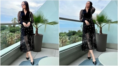 Prepare to be mesmerized as former Miss Worls Manushi Chillar captivates in a stunning black netted dress. (Instagram/@manushi_chhillar) Prepare to be mesmerized as former Miss Worls Manushi Chillar captivates in a stunning black netted dress. (Instagram/@manushi_chhillar)