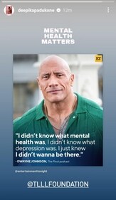 Deepika Padukone shared a post made by a media portal about Dwayne Johnson's mental health.