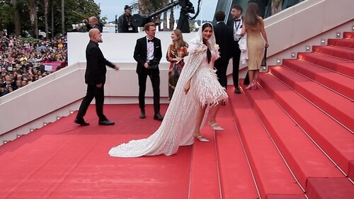 Sapna Choudhary on Cannes red carpet. Sapna Choudhary on Cannes red carpet.