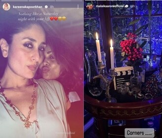 Kareena Kapoor with Amrita Arora at her house party. Kareena Kapoor with Amrita Arora at her house party.
