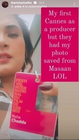 Richa Chadha showed her Cannes ID. Richa Chadha showed her Cannes ID.