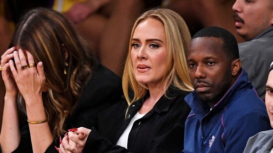Adele attends game three of the Western Conference Finals between the Los Angeles Lakers and the Denver Nuggets at Crypto.com Arena on May 20, 2023 in Los Angeles, California. (Getty Images via AFP)