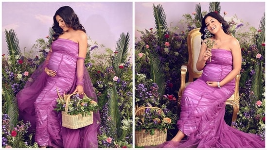 Ishita Dutta chose lavender for her new maternity photo shoot.