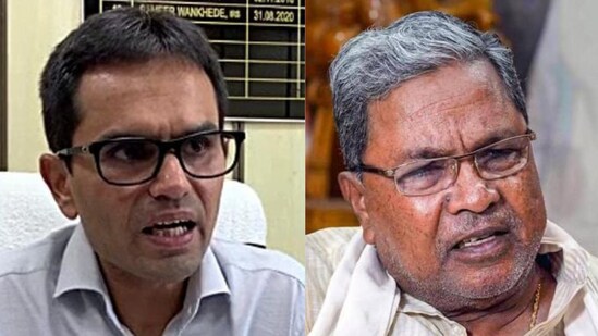 Former Mumbai NCB chief Sameer Wankhede and Karnataka CM Siddaramaiah. (File)
