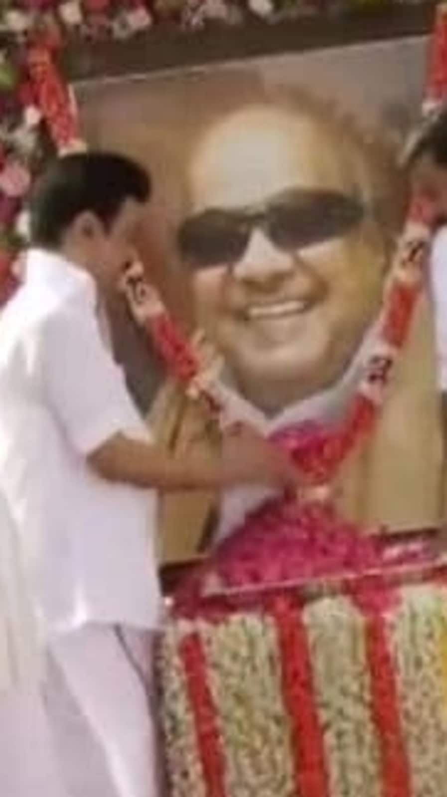 Pictures shared by news agency ANI showed chief minister Stalin leading the celebrations of his M Karunanidhi's birth anniversary on June 3, 2022. (ANI Photo)