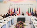 General view shows the G7, Partner Countries and Ukraine meeting as a part of the G7 leaders' summit in Hiroshima,
