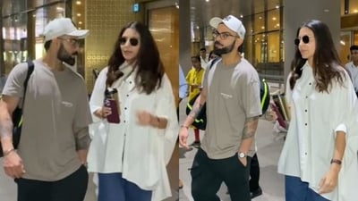 Anushka Sharma and Virat Kohli at the Mumbai airport. Anushka Sharma and Virat Kohli at the Mumbai airport.