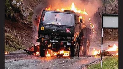 Five soldiers died and another was seriously injured in the strike. (PTI) Five soldiers died and another was seriously injured in the strike. (PTI)