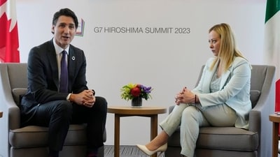 Canada's Justin Trudeau and Italy PM Giorgia Meloni. Canada's Justin Trudeau and Italy PM Giorgia Meloni.
