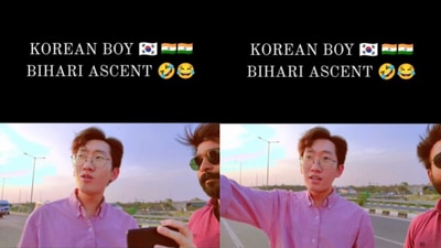 Korean man speaking in Bihari. (Instagram/@Prashant Kumar) Korean man speaking in Bihari. (Instagram/@Prashant Kumar)