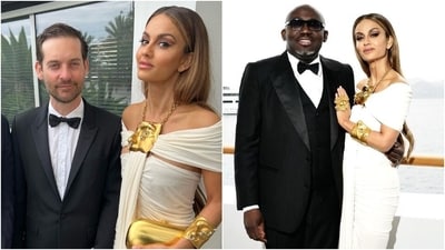 Natasha Poonawalla walks the Cannes Film Festival red carpet in off-shoulder Schiaparelli gown. (Instagram) Natasha Poonawalla walks the Cannes Film Festival red carpet in off-shoulder Schiaparelli gown. (Instagram)