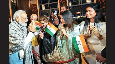 Prime Minister Narendra Modi meets the Indian Community in Sydney on Monday. (ANI) Prime Minister Narendra Modi meets the Indian Community in Sydney on Monday. (ANI)