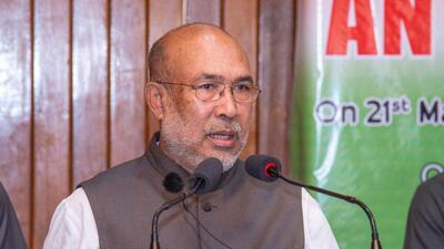 The Manipur CM addressing officials at the observance of National Anti-Terrorism Day. (Twitter | N Biren Singh) The Manipur CM addressing officials at the observance of National Anti-Terrorism Day. (Twitter | N Biren Singh)