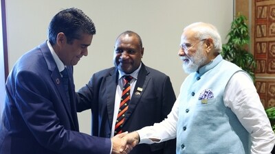 PM Modi also met with president of the Republic of Palau on the sidelines of the 3rd Summit of the Forum for India-Pacific Islands Cooperation (FIPIC III Summit) on Monday. “Had a wonderful meeting with President Surangel S. Whipps, Jr. of the Republic of Palau on the sidelines of FIPIC Summit,” Modi tweeted. (Twitter/@narendramodi) PM Modi also met with president of the Republic of Palau on the sidelines of the 3rd Summit of the Forum for India-Pacific Islands Cooperation (FIPIC III Summit) on Monday. “Had a wonderful meeting with President Surangel S. Whipps, Jr. of the Republic of Palau on the sidelines of FIPIC Summit,” Modi tweeted. (Twitter/@narendramodi)