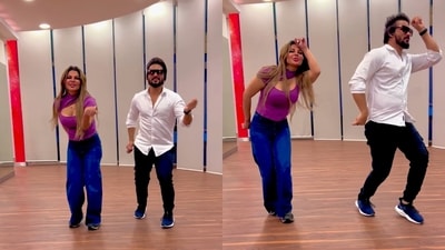 Rakhi Sawant shakes a leg to Mera Dil Ye Pukare Aaja with her Pakistani dance partner Aamir Rafique. (Instagram/@rakhisawant2511) Rakhi Sawant shakes a leg to Mera Dil Ye Pukare Aaja with her Pakistani dance partner Aamir Rafique. (Instagram/@rakhisawant2511)