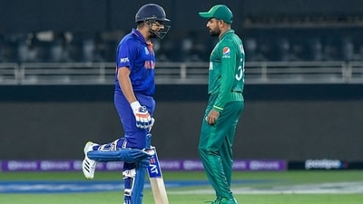 Rohit Sharma and Babar Azam during last year's Asia Cup in the UAE. (Getty)