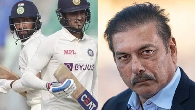 Shubman Gill with Cheteshwar Pujara; Ravi Shastri Shubman Gill with Cheteshwar Pujara; Ravi Shastri