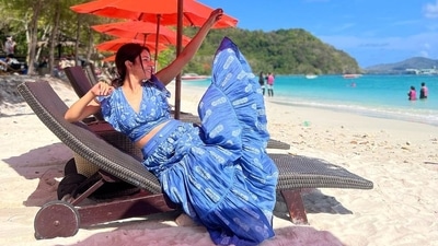 Actor Shehnaaz Gill is having a gala time in Phuket since 10 days now. The actor shares glimpses of her fun time in Bangkok on Instagram on a regular basis. On Monday, she shared a new bunch of pictures in a blue co-ord set. Actor Shehnaaz Gill is having a gala time in Phuket since 10 days now. The actor shares glimpses of her fun time in Bangkok on Instagram on a regular basis. On Monday, she shared a new bunch of pictures in a blue co-ord set. 