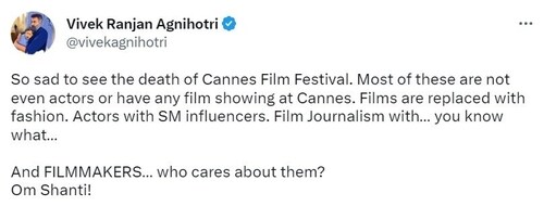 Vivek Agnihotri tweeted about Cannes on Monday.