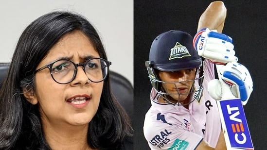 DCW chairperson Swati Maliwal and cricketer Shubhman Gill