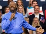 Republican presidential candidate Tim Scott delivers his speech announcing his candidacy for president of the United States on the campus of Charleston Southern University in North Charleston, S.C., Monday, May 22, 2023. Republican presidential candidate Tim Scott delivers his speech announcing his candidacy for president of the United States on the campus of Charleston Southern University in North Charleston, S.C., Monday, May 22, 2023.