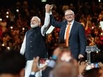Prime Minister Narendra Modi along with his Australian counterpart Anthony Albanese at a special community event in Sydney on Tuesday.