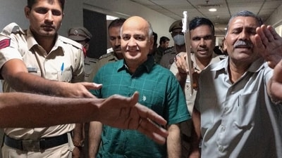AAP leader Manish Sisodia at Rouse Avenue Court in connection with Delhi excise policy case in New Delhi. (PTI) AAP leader Manish Sisodia at Rouse Avenue Court in connection with Delhi excise policy case in New Delhi. (PTI)
