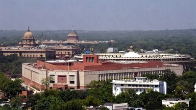 An aerial view of the New Parliament House which will be inaugurated on May 28. An aerial view of the New Parliament House which will be inaugurated on May 28.