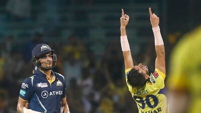 Gill fell to Deepak Chahar in the 14th over. It looked like GT were down and out after Rahul Tewatia and David Miller fell as well. But Rashid Khan smashed 30 off 16 balls to keep GT's hopes alive till the last over. GT were all out for 157. (ANI) Gill fell to Deepak Chahar in the 14th over. It looked like GT were down and out after Rahul Tewatia and David Miller fell as well. But Rashid Khan smashed 30 off 16 balls to keep GT's hopes alive till the last over. GT were all out for 157. (ANI)