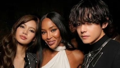 BLACKPINK member Lisa with Naomi Campbell and BTS' V. BLACKPINK member Lisa with Naomi Campbell and BTS' V.