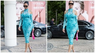 Esha Gupta, who is making her Cannes International Film Festival debut this year, once again makes a chic appearance in a figure-grasping blue tulle dress. (Instagram/@egupta) Esha Gupta, who is making her Cannes International Film Festival debut this year, once again makes a chic appearance in a figure-grasping blue tulle dress. (Instagram/@egupta)