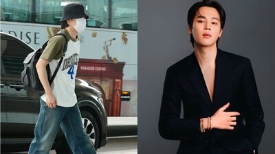 BTS Jimin is the standard of handsome men, slays casual airport look with ₹2.7 lakh Dior backpack (Photo by Twitter/lovemazejikook/chartdata ) BTS Jimin is the standard of handsome men, slays casual airport look with ₹2.7 lakh Dior backpack (Photo by Twitter/lovemazejikook/chartdata )