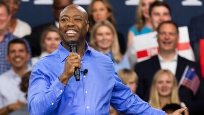 Republican presidential candidate Tim Scott delivers his speech announcing his candidacy for president of the United States on the campus of Charleston Southern University in North Charleston, S.C., Monday, May 22, 2023. (AP) Republican presidential candidate Tim Scott delivers his speech announcing his candidacy for president of the United States on the campus of Charleston Southern University in North Charleston, S.C., Monday, May 22, 2023. (AP)