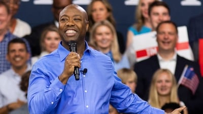 Republican presidential candidate Tim Scott delivers his speech announcing his candidacy for president of the United States on the campus of Charleston Southern University in North Charleston, S.C., Monday, May 22, 2023. (AP) Republican presidential candidate Tim Scott delivers his speech announcing his candidacy for president of the United States on the campus of Charleston Southern University in North Charleston, S.C., Monday, May 22, 2023. (AP)