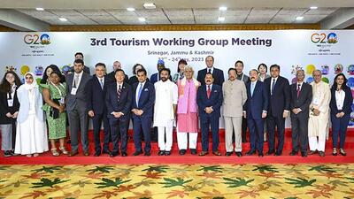 Lieutenant governor Manoj Sinha, Union ministers G Kishan Reddy, Ajay Bhatt, Jitendra Singh, officials and delegates at the working group meeting. (PTI) Lieutenant governor Manoj Sinha, Union ministers G Kishan Reddy, Ajay Bhatt, Jitendra Singh, officials and delegates at the working group meeting. (PTI)