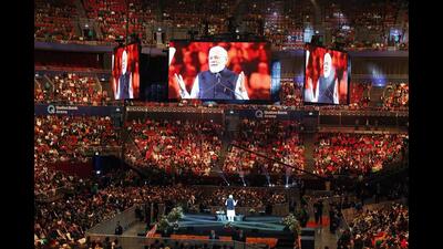 Prime Minister Narendra Modi addresses the Indian diaspora in Sydney on Tuesday. (ANI) Prime Minister Narendra Modi addresses the Indian diaspora in Sydney on Tuesday. (ANI)