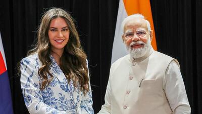 Prime Minister Narendra Modi meets Sarah Todd, the celebrity chef in Sydney on May 23. (PTI/VIA @narendramodi) Prime Minister Narendra Modi meets Sarah Todd, the celebrity chef in Sydney on May 23. (PTI/VIA @narendramodi)
