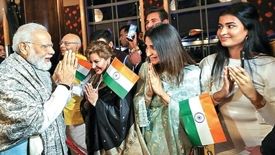Prime Minister Narendra Modi meets the Indian Community in Sydney on Monday. (ANI) Prime Minister Narendra Modi meets the Indian Community in Sydney on Monday. (ANI)