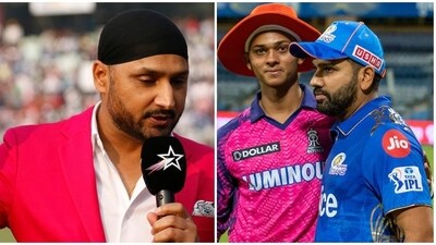 In frame: Harbhajan Singh, Yashasvi Jaiswal, and Rohit Sharma In frame: Harbhajan Singh, Yashasvi Jaiswal, and Rohit Sharma