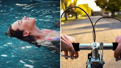 Both swimming and cycling are effective calorie-burning activities. But even research says that one hour of swimming burns more calories than cycling as multiple groups of muscles are being used in it. (Pixabay) Both swimming and cycling are effective calorie-burning activities. But even research says that one hour of swimming burns more calories than cycling as multiple groups of muscles are being used in it. (Pixabay)