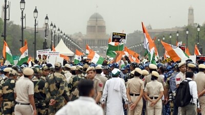 Earlier today, Olympic medalist Punia sought public support for their protest and urged people to participate in their march. In a 30 second video uploaded on Twitter, Punia also said that those who cannot physically attend the march, must light candles at homes and share videos of the same on social media to extend their support to the protesting wrestlers. (HT Photo/Sanjeev Verma)