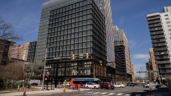The Amazon HQ2 Met Park campus in Arlington, Virginia, US, on Monday, April 3, 2023. Amazon.com Inc. announced last month it is pausing construction on its sprawling second headquarters near Washington, with the first phase of the campus that the company calls HQ2 nearing completion and will be finished and occupied as planned. (Bloomberg)